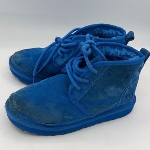 UGG Kids Neumel Suede Ankle Boots Royal Blue Chukka Size 1 Y 1017320K Lined